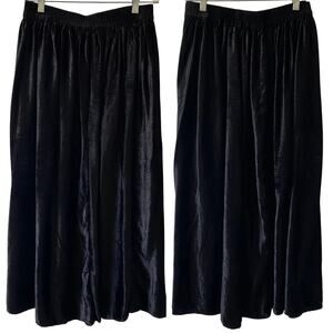 VINTAGE SUN RIVER Black Velvet Chenille Midi Maxi Skirt Size Large Elastic Waist